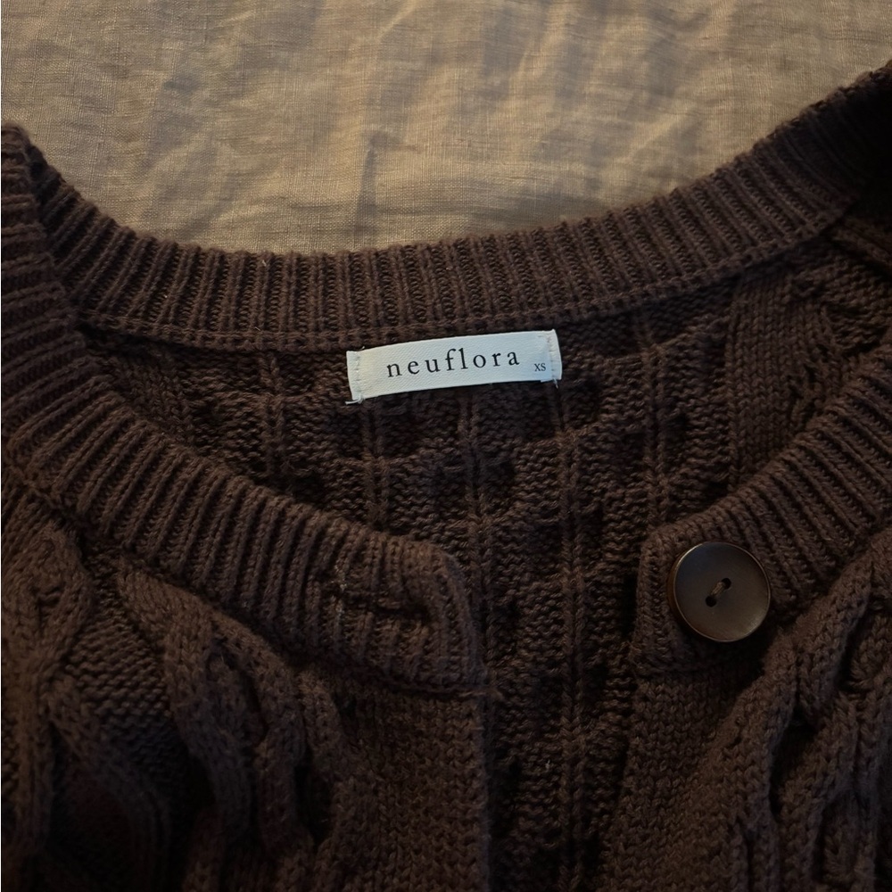 Neuflora Cable Knit Cotton Cardigan - Picture 2 of 5